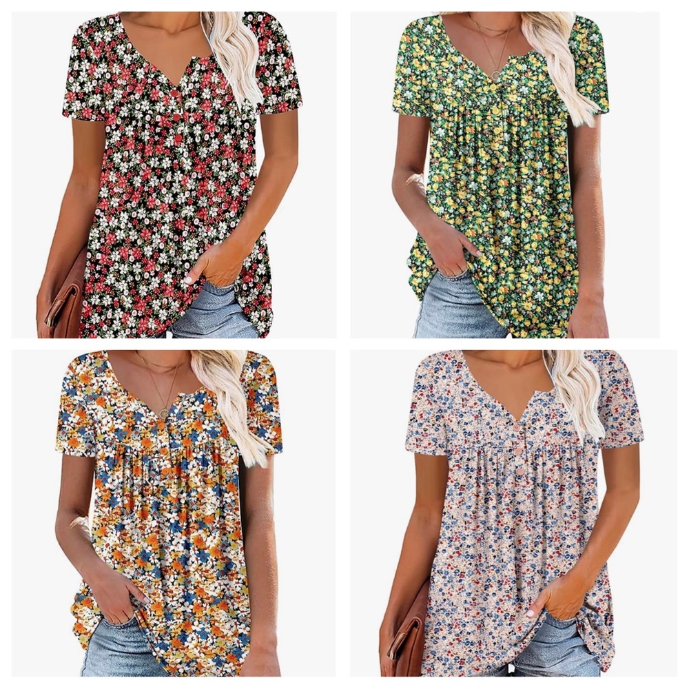 Bundle of 4 Floral Print Tunic Tops Sz XL